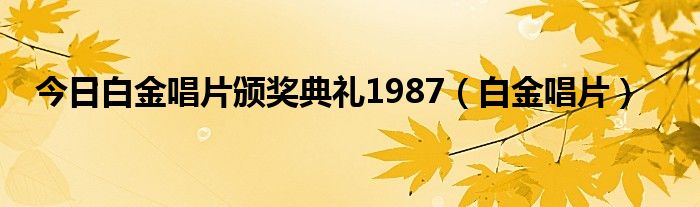 今日白金唱片颁奖典礼1987（白金唱片）