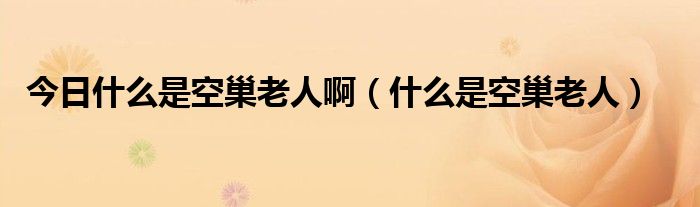 今日什么是空巢老人啊（什么是空巢老人）