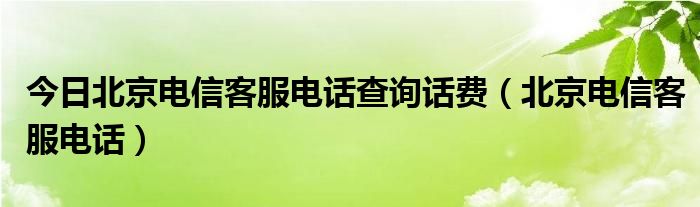 今日北京电信客服电话查询话费（北京电信客服电话）