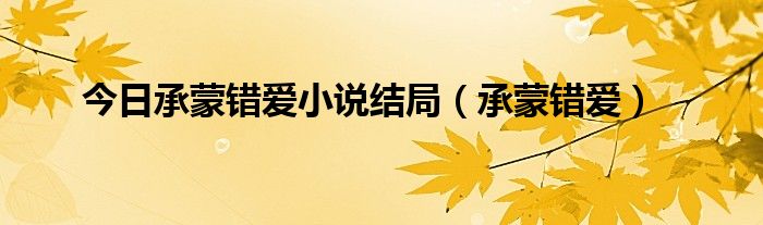 今日承蒙错爱小说结局（承蒙错爱）