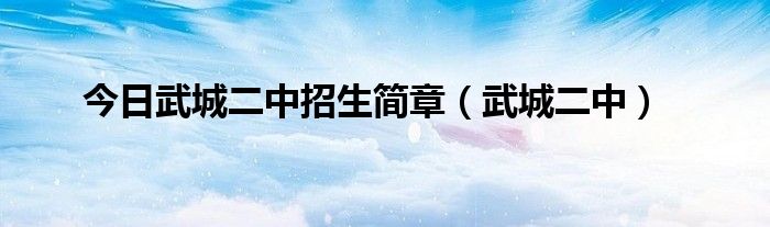 今日武城二中招生简章（武城二中）