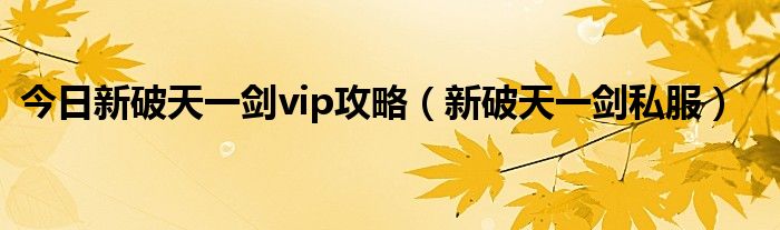 今日新破天一剑vip攻略（新破天一剑私服）