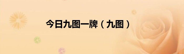 今日九图一牌（九图）