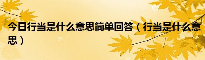 今日行当是什么意思简单回答（行当是什么意思）