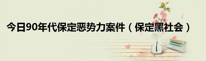 今日90年代保定恶势力案件（保定黑社会）