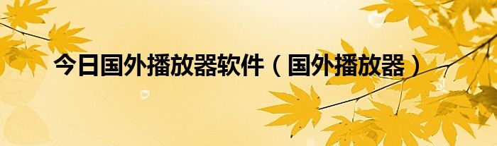 今日国外播放器软件（国外播放器）