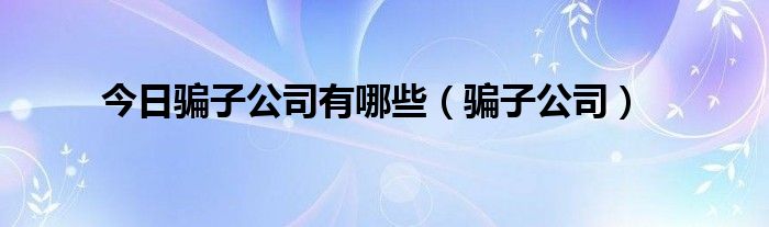 今日骗子公司有哪些（骗子公司）