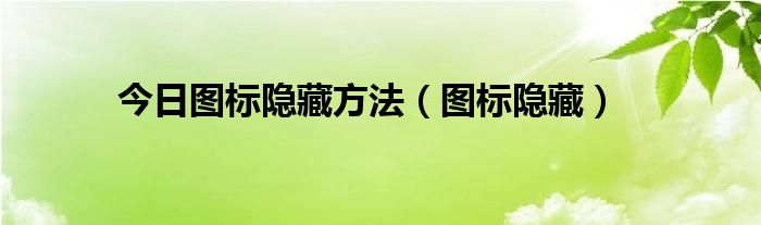 今日图标隐藏方法（图标隐藏）