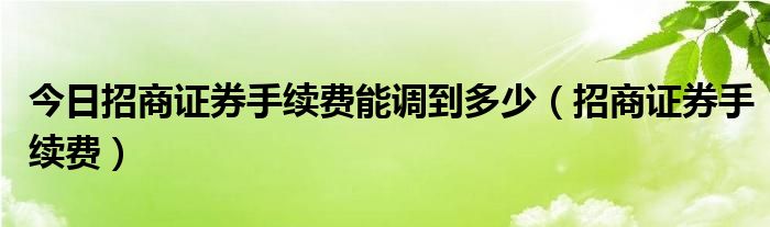 今日招商证券手续费能调到多少（招商证券手续费）