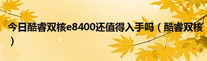 今日酷睿双核e8400还值得入手吗（酷睿双核）