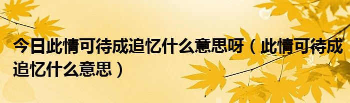 今日此情可待成追忆什么意思呀（此情可待成追忆什么意思）