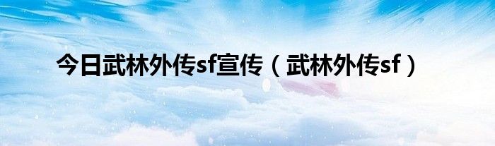 今日武林外传sf宣传（武林外传sf）