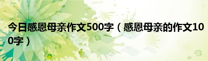 今日感恩母亲作文500字（感恩母亲的作文100字）