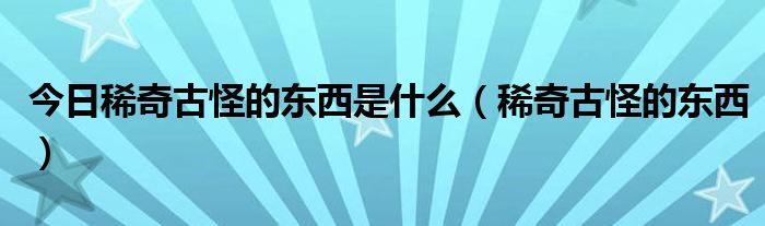 今日稀奇古怪的东西是什么（稀奇古怪的东西）