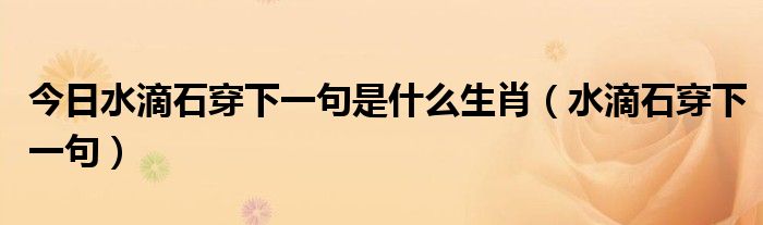 今日水滴石穿下一句是什么生肖（水滴石穿下一句）