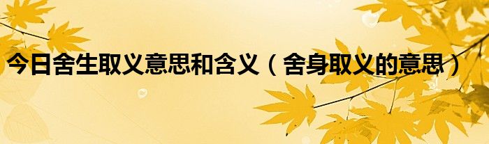 今日舍生取义意思和含义（舍身取义的意思）