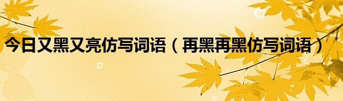 今日又黑又亮仿写词语（再黑再黑仿写词语）