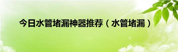 今日水管堵漏神器推荐（水管堵漏）