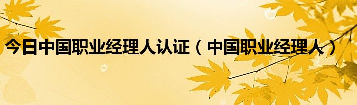 今日中国职业经理人认证（中国职业经理人）