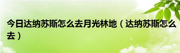 今日达纳苏斯怎么去月光林地（达纳苏斯怎么去）