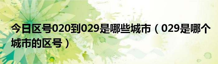 今日区号020到029是哪些城市（029是哪个城市的区号）