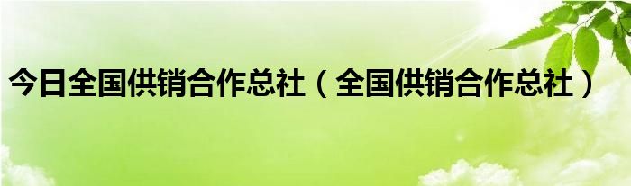 今日全国供销合作总社（全国供销合作总社）