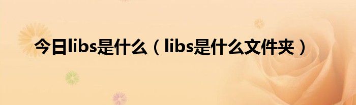 今日libs是什么（libs是什么文件夹）