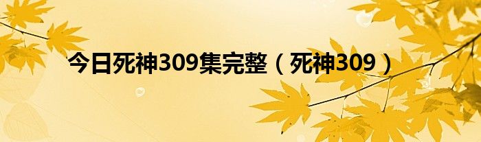 今日死神309集完整（死神309）