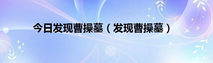 今日发现曹操墓（发现曹操墓）