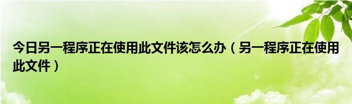 今日另一程序正在使用此文件该怎么办（另一程序正在使用此文件）