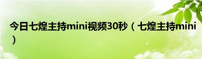 今日七煌主持mini视频30秒（七煌主持mini）