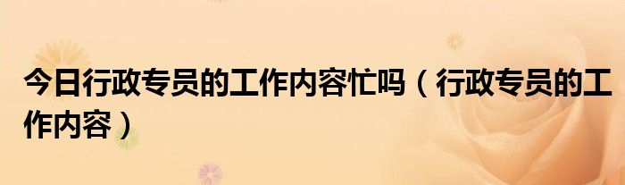 今日行政专员的工作内容忙吗（行政专员的工作内容）