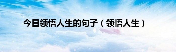 今日领悟人生的句子（领悟人生）