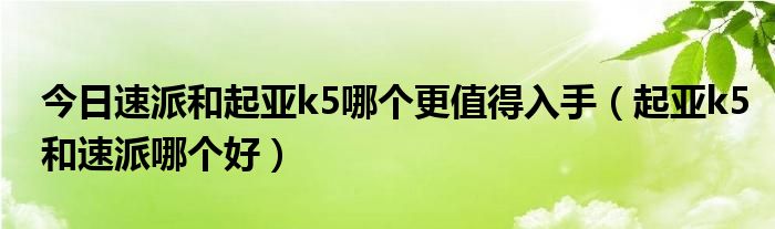 今日速派和起亚k5哪个更值得入手（起亚k5和速派哪个好）