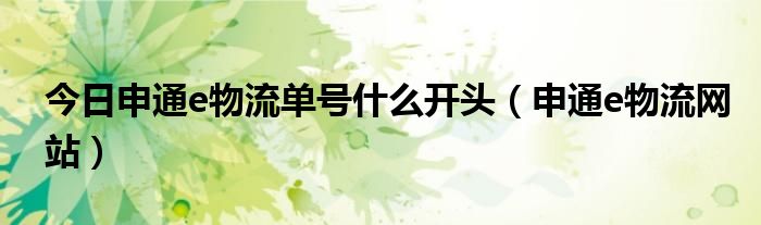 今日申通e物流单号什么开头（申通e物流网站）