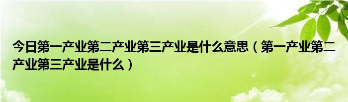 今日第一產業第二產業第三產業是什麼意思第一產業第二產業第三產業是