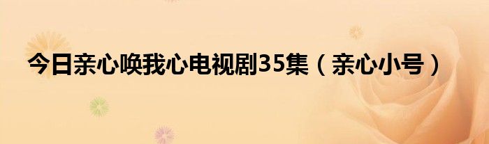 今日亲心唤我心电视剧35集亲心小号