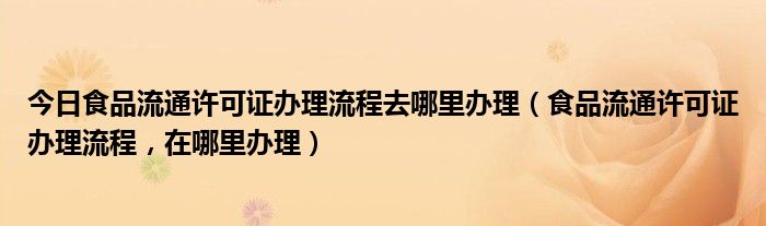 今日食品流通许可证办理流程去哪里办理（食品流通许可证办理流程，在哪里办理）