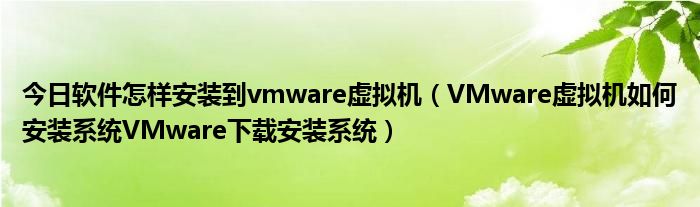 今日软件怎样安装到vmware虚拟机（VMware虚拟机如何安装系统VMware下载安装系统）