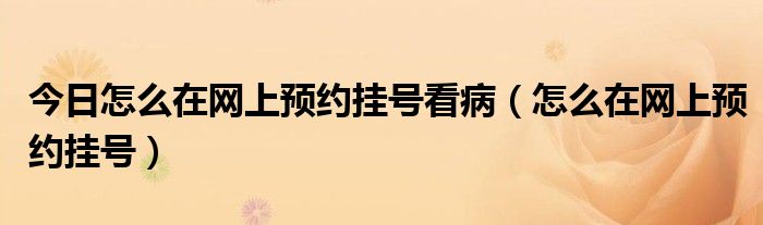 今日怎么在网上预约挂号看病（怎么在网上预约挂号）