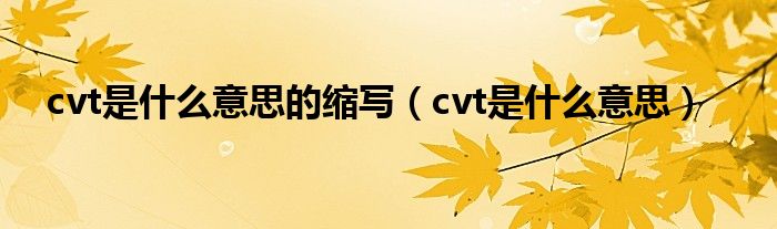 cvt是什么意思的缩写（cvt是什么意思）