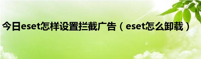 今日eset怎样设置拦截广告（eset怎么卸载）