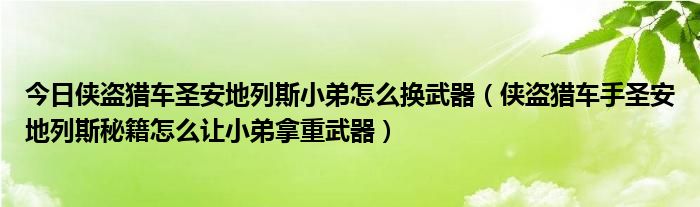 今日侠盗猎车圣安地列斯小弟怎么换武器（侠盗猎车手圣安地列斯秘籍怎么让小弟拿重武器）