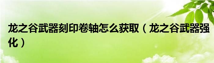 龙之谷武器刻印卷轴怎么获取（龙之谷武器强化）