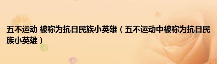 五不运动 被称为抗日民族小英雄（五不运动中被称为抗日民族小英雄）