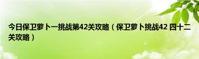 今日保卫萝卜一挑战第42关攻略（保卫萝卜挑战42 四十二关攻略）