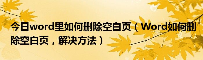 今日word里如何删除空白页（Word如何删除空白页，解决方法）