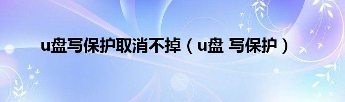 u盘写保护取消不掉（u盘 写保护）