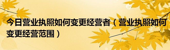 今日营业执照如何变更经营者（营业执照如何变更经营范围）