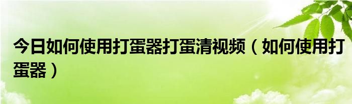 今日如何使用打蛋器打蛋清视频（如何使用打蛋器）